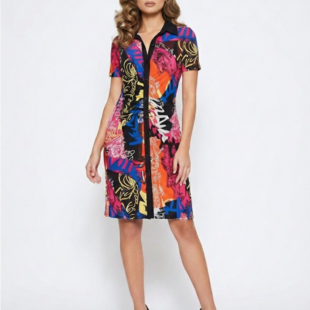 NWT Frank Lyman Abstract Art Print Button Down Dress & Slip Liner | Size 10